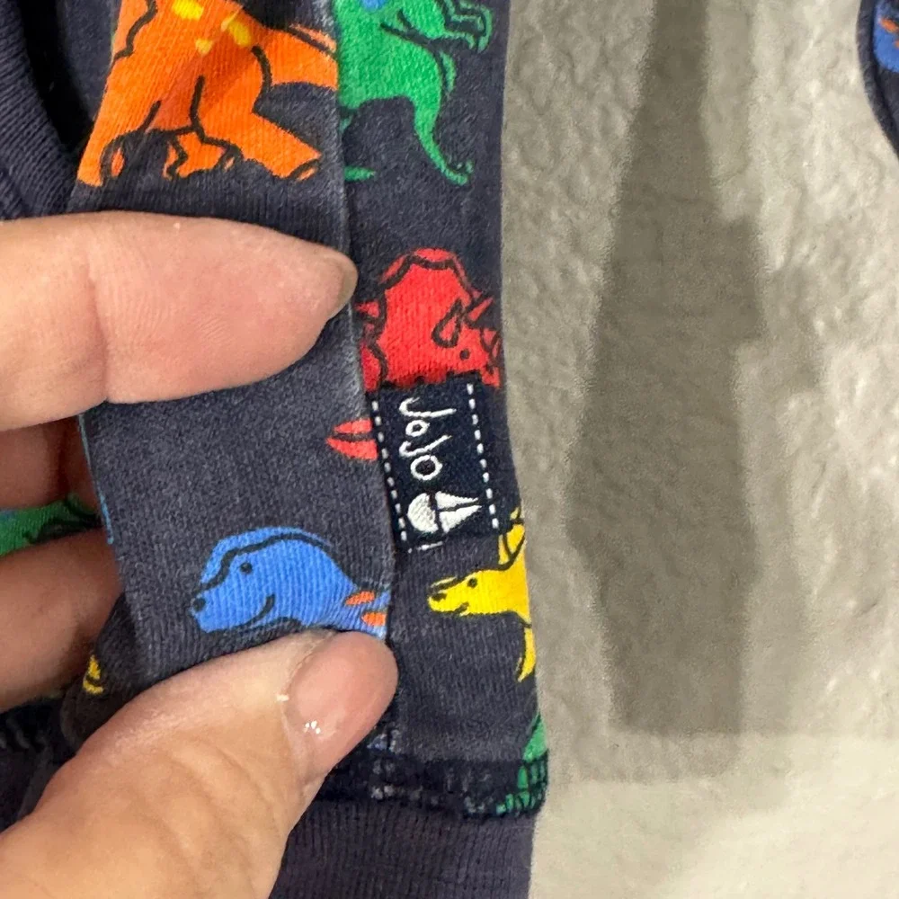 JoJo Maman Bébé Size 18-24M Navy‎ Reversible Dinosaur Stripe Full Zip Hoodie